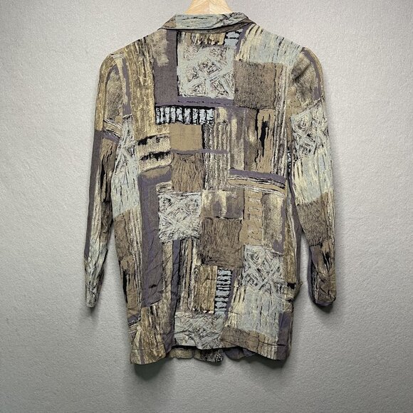 Vtg Karen Kane Petite Light Weight Blazer Jacket Geometric Pattern Multicolor - Picture 5 of 6